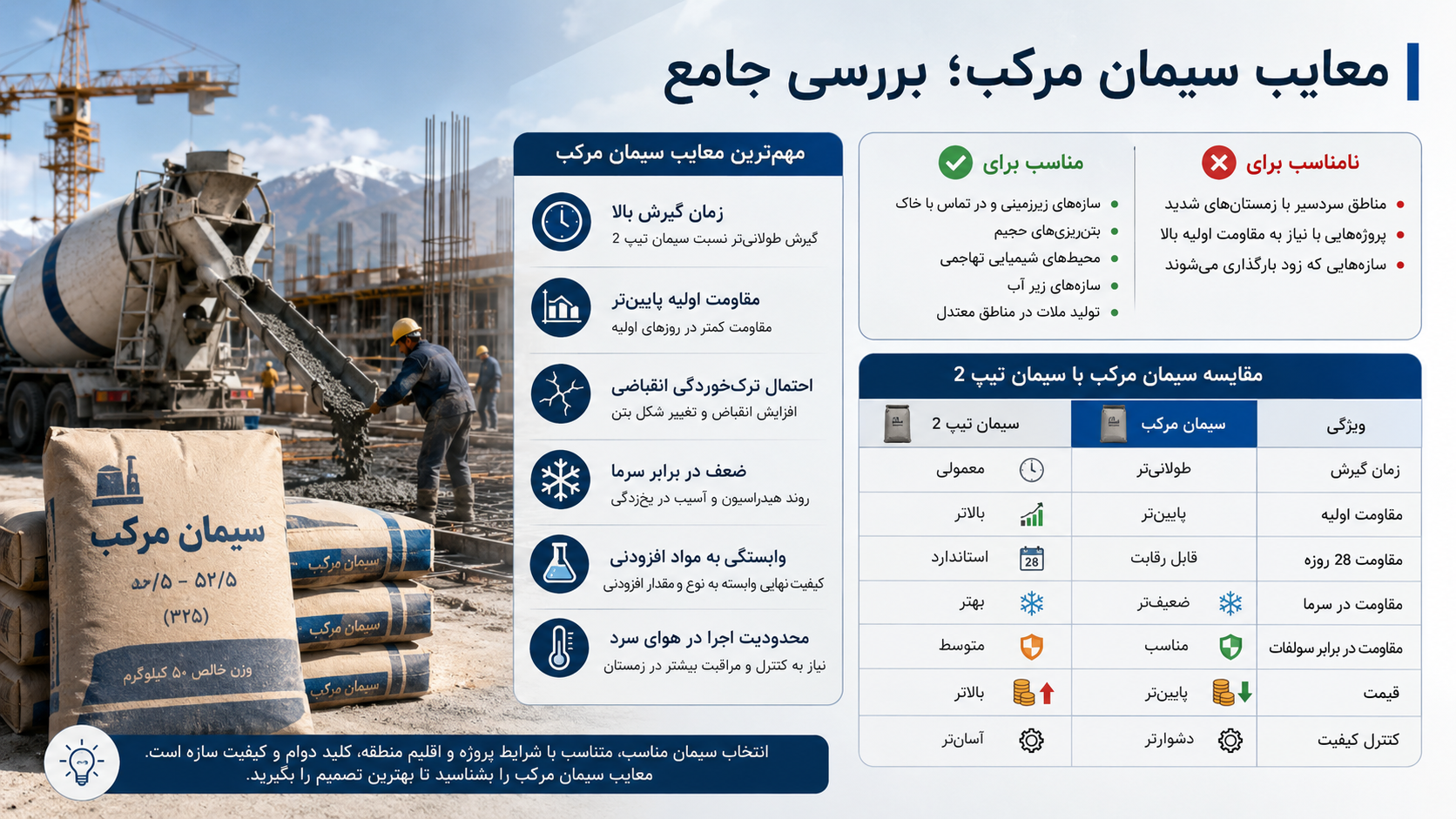 معایب سیمان مرکب