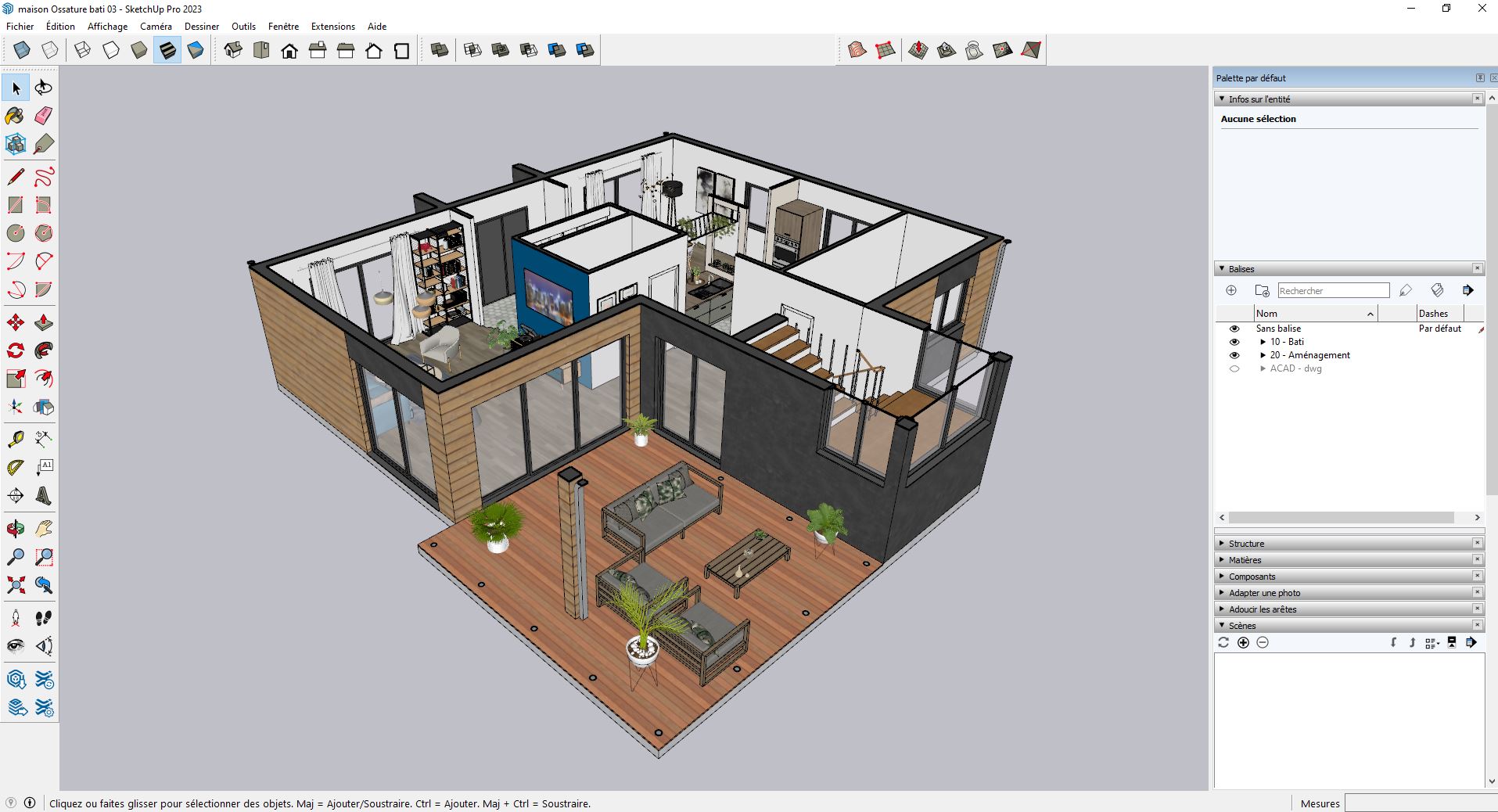 صفحه اصلی و محیط کاربری SketchUp با ابزارهای مدل‌سازی سه‌بعدی