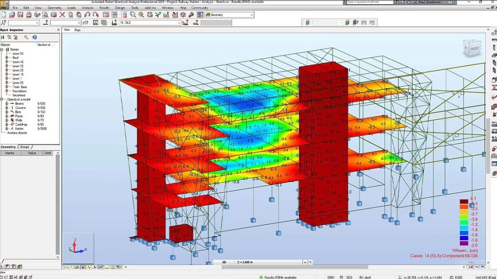 نمایش محیط کاربری Robot Structural Analysis برای مدل‌سازی و تحلیل سازه