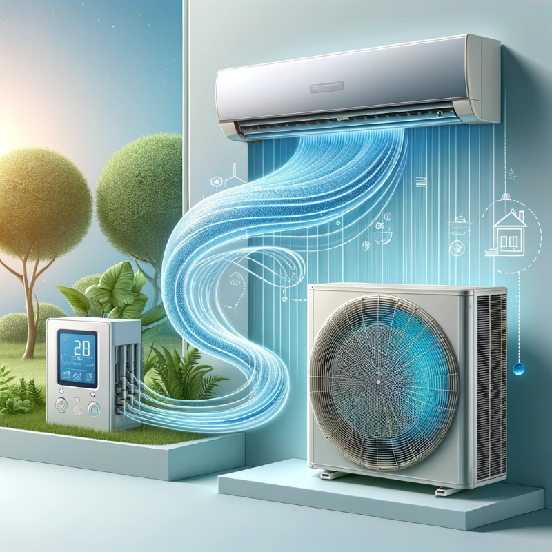 نقشه سیستم تهویه مطبوع بدون لوله‌کشی (ductless) با واحدهای داخلی و خارجی
