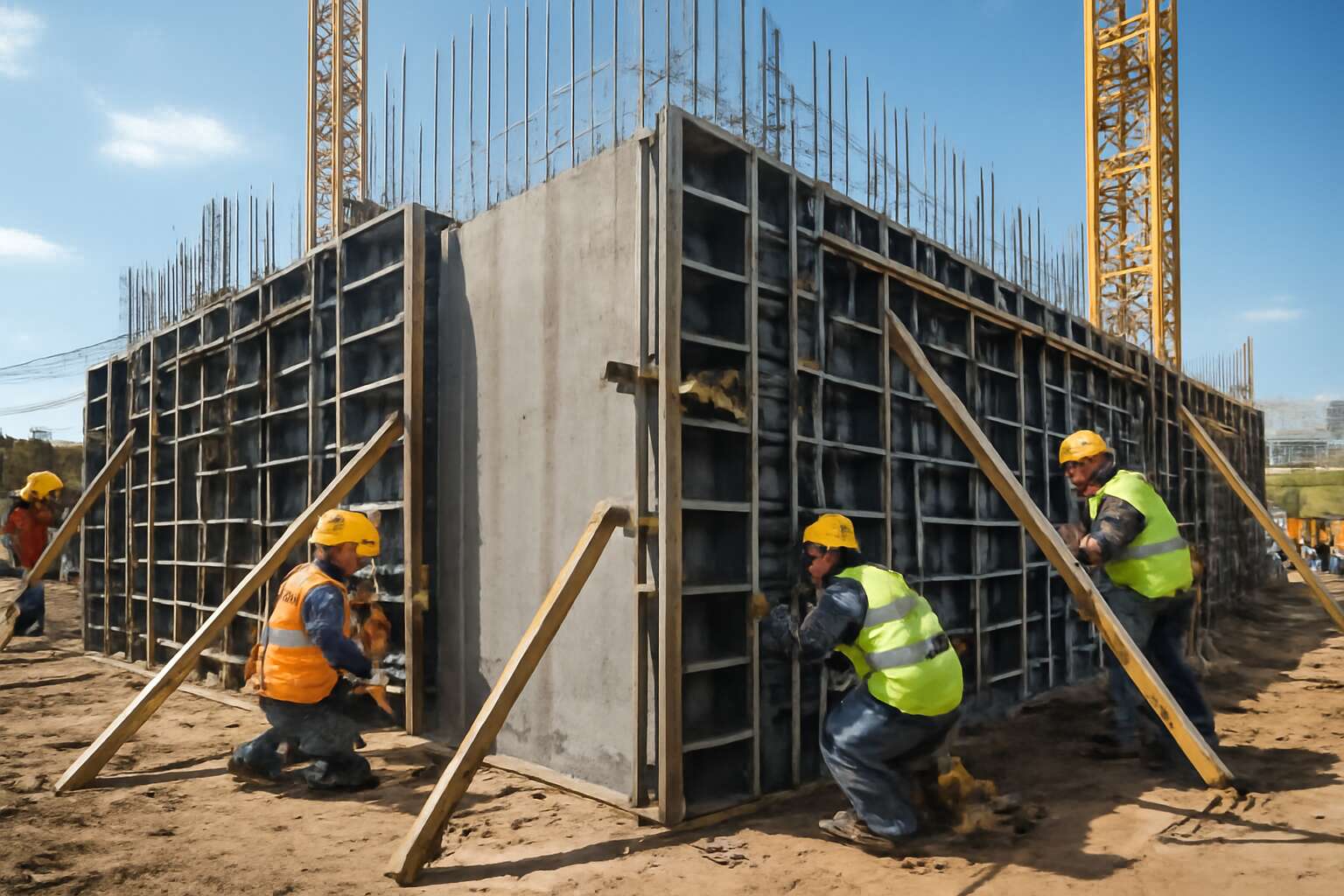 ابزارها و تجهیزات مورد نیاز برای قالب‌بندی بتن در یک سایت ساختمانی
