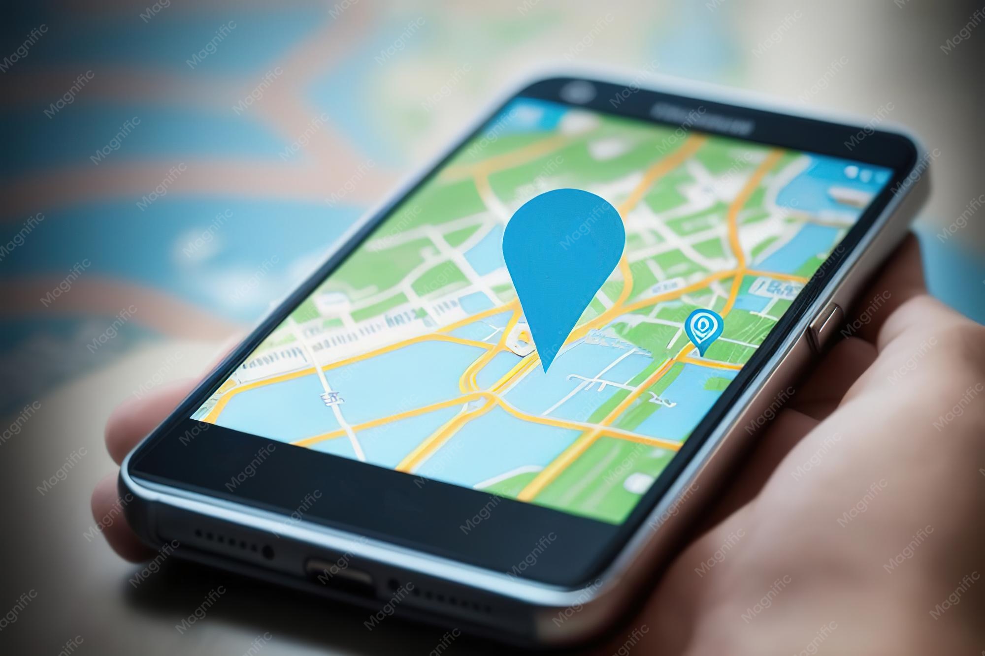 نقشه دیجیتال با نشانگر GPS که موقعیت دقیق نقطه را نمایش می‌دهد