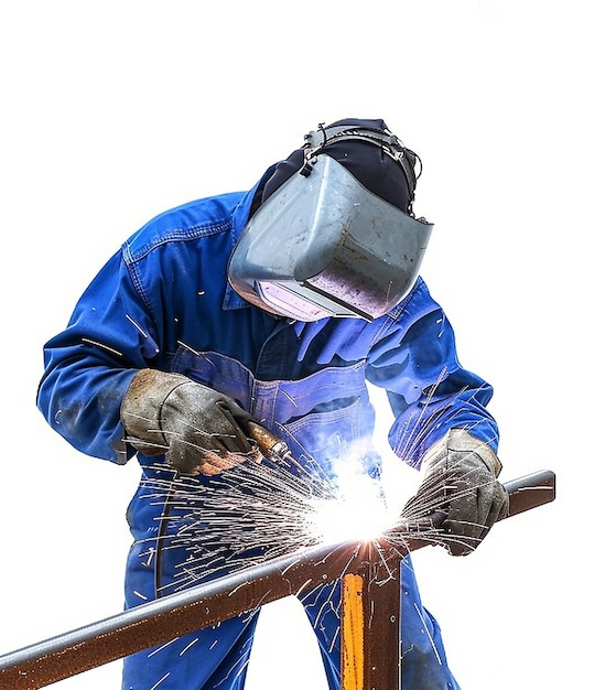 جوشکار در حال کار با مشعل جوش، نمایی از فرآیندهای بازرسی و کنترل کیفیت در سازه