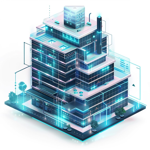 اینفوگرافیک ساختمان هوشمند: ترکیب IoT، BIM، هوش مصنوعی و انرژی تجدیدپذیر