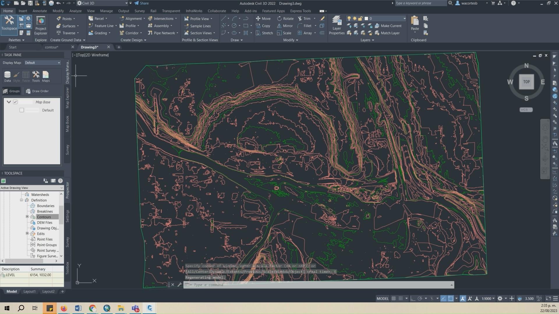 نمونه پروفیل طولی یک مسیر جاده‌ای در AutoCAD Civil 3D