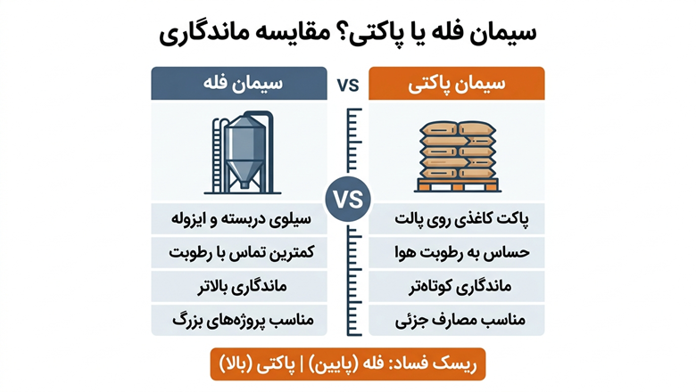 سیمان فله یا پاکتی؛ کدام ماندگاری بیشتری دارد؟